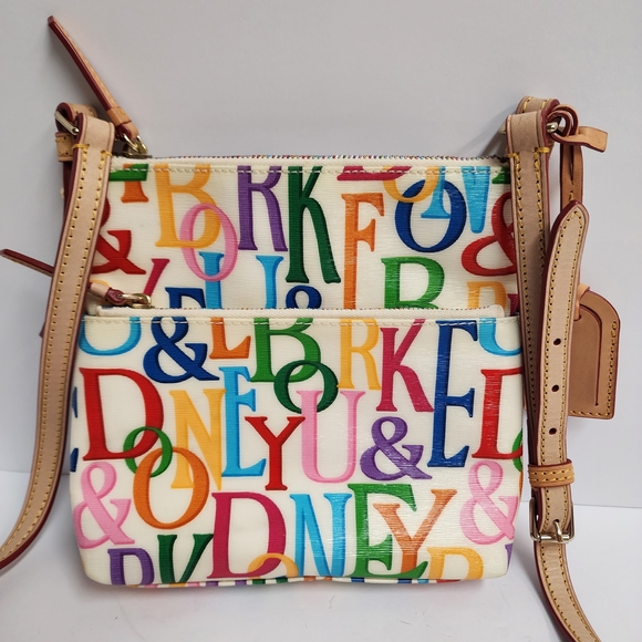 Dooney & Bourke Handbags - Dooney & Bourke Grafica Multicolor Logo Leather-Trim Crossbody